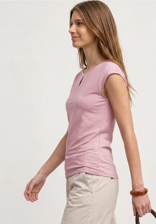 Shirt met afhangende schouders en uitsnijding