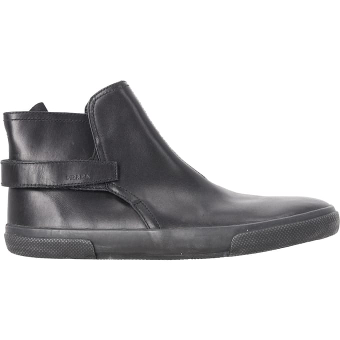 Prada Sport Klittenbandschoenen in Zwart Leer