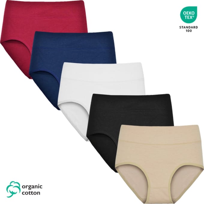 GAUBERTÂ® 9089-Mix 5-Pack Organisch Katoenen Hoge Taille Slip M
