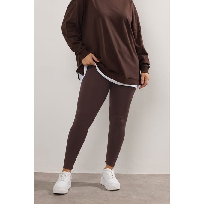 Yours Legging Van Katoenmix In Chocoladebruin Size 44