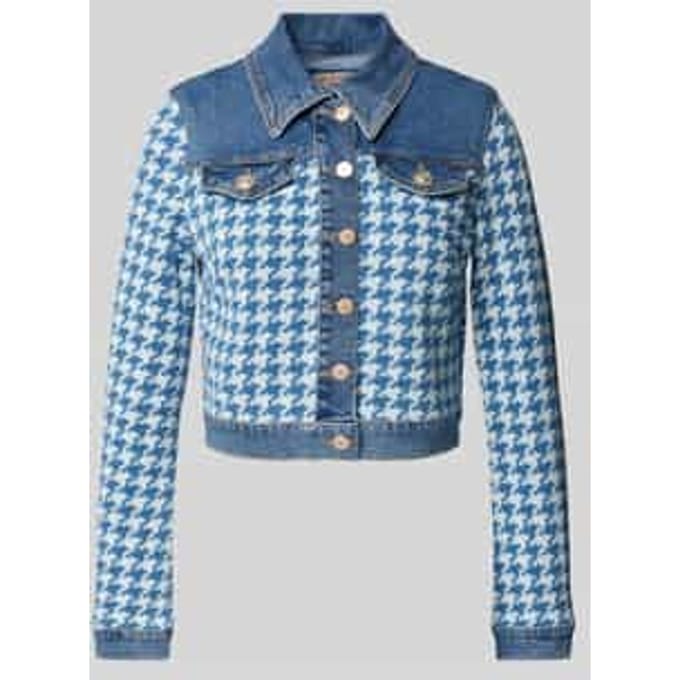Jeansjack met pied-de-poule-motief
