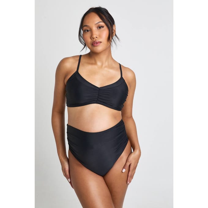 boohoo Dames Zwangerschaps Bikini Top Met Rimpeling | Zwart | Maat: 36