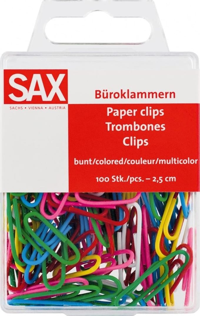 Sax - paperclips trombones - multicolor - 2,5 cm - 100 st