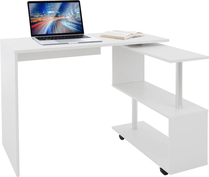 Bureau met vier wielen 150x88x75 cm wit in MDF ML design