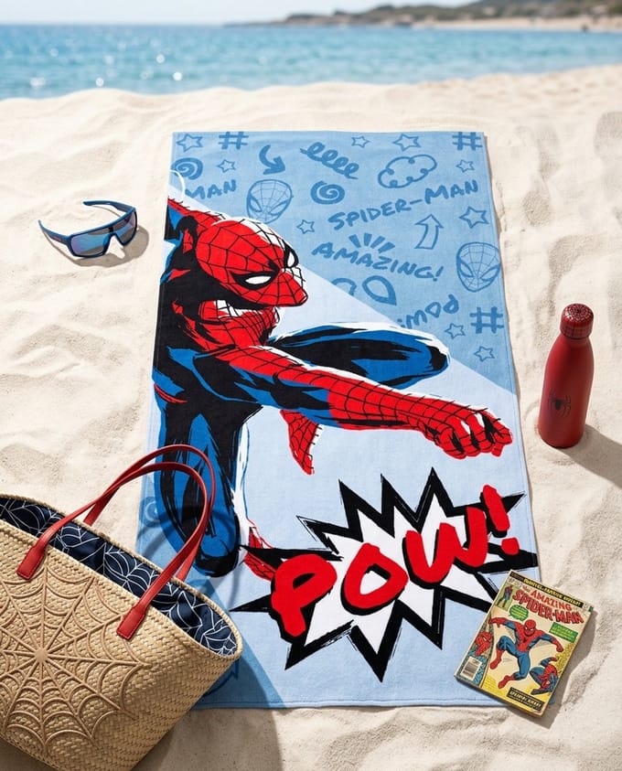 Spiderman handdoek POW! polyester 70 x 140 cm