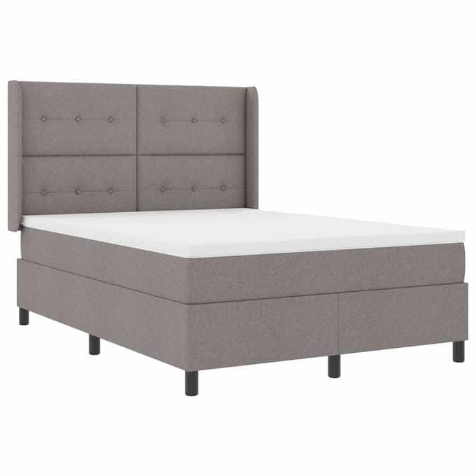 vidaXL - LED - Box - Spring - Bed - met - hoofdeinde - Taupe - 160 - x - 200 - cm - Stof