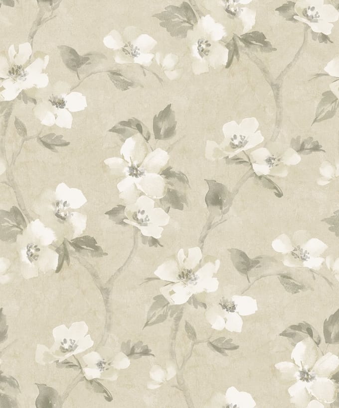 Boråstapeter Vliesbehang 3584 - Cottage garden - Botanisch Beige - 53cm x 10.05m