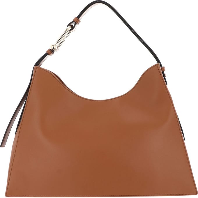 FURLA Leren Schoudertas Nuvola Hobo Brandy Lichtbruin