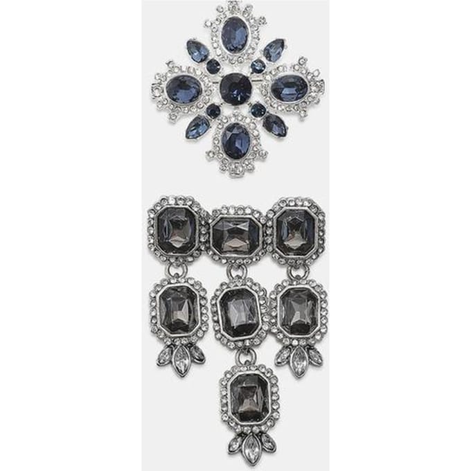 Stradivarius Set van 2 broches met steentjes  Grijs OS