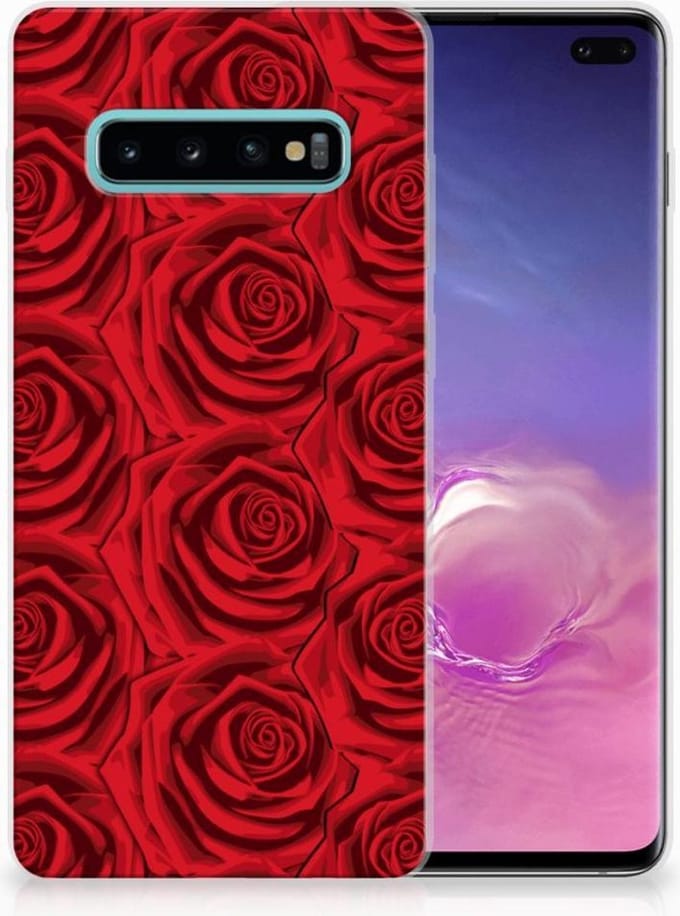Back Cover voor Samsung Galaxy S10 Plus TPU Case Red Roses