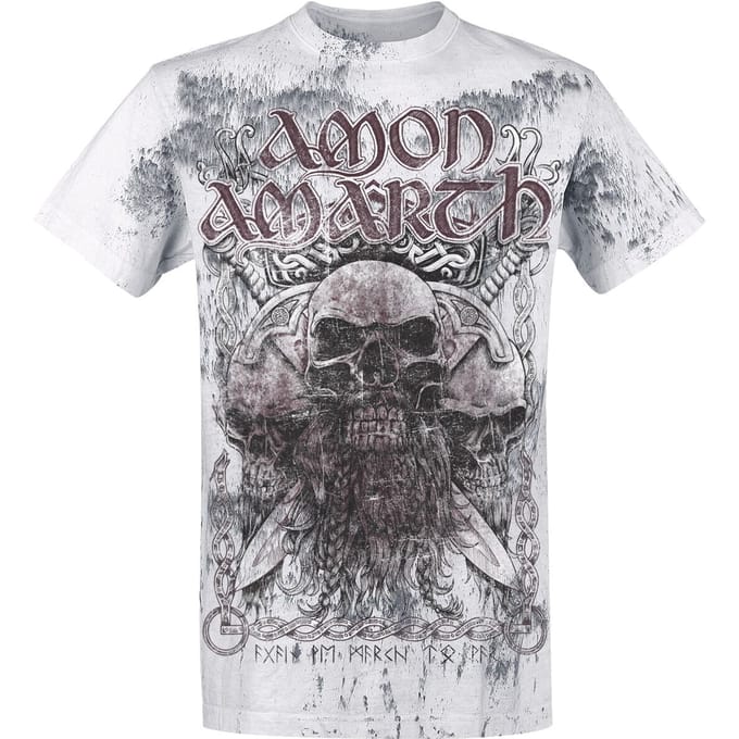 Amon Amarth T-shirt - Beardskulls - M tot 4XL - voor Mannen - lichtgrijs