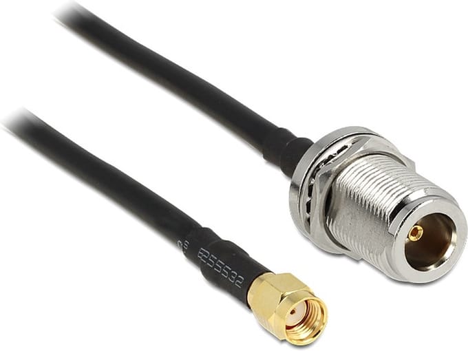 Delock WiFi-antenne Aansluitkabel [1x RPSMA-stekker - 1x N-bus] 1.5 m Zwart