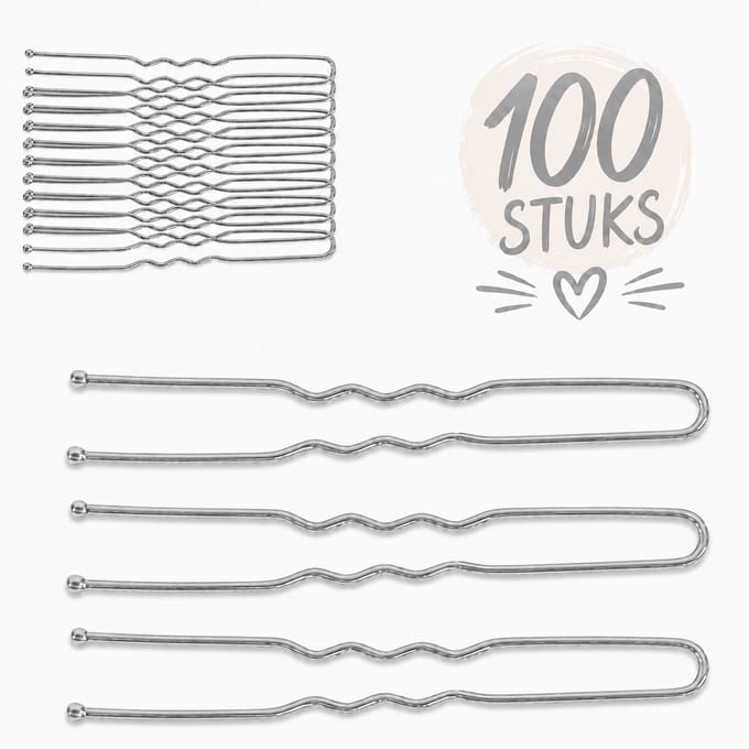 Haar in Stijl® 100 U Pins Zilver - U-vorm Haarspelden 6 cm - Kapper