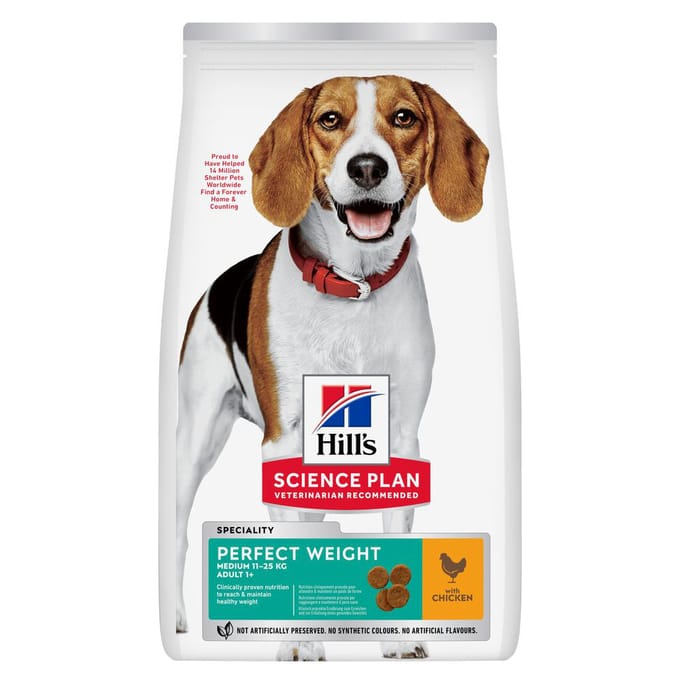 2kg Adult 1+ Perfect Weight Medium met Kip Hill's Science Plan Hondenvoer
