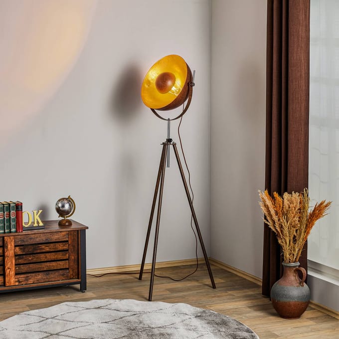 Globo - vloerlamp - Xirena I - bruin - metaal - Ø 69cm - E27 - 58307