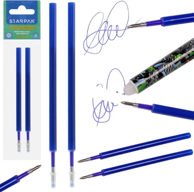 Vullingen voor uitwisbare pen, blauwe uitwisbare inkt, SET 2 STUKS STARPAK