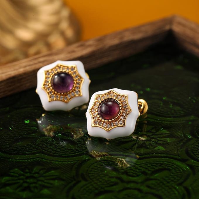 Sieraden Nieuwe Mode Dames Luxe Oorbellen Bloem Design Romantisch En Elegant Paars Dagelijkse Accessoires brown