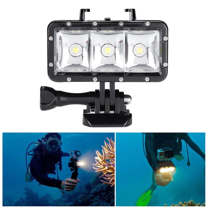 30m 98.4ft Mini Lampe Vidéo LED de Plongée Sous-Marine Étanche pour Hero pour SJCam gray
