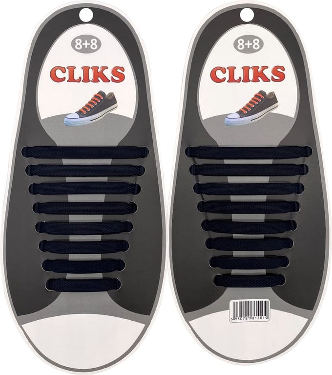 Elastische Veters Zwart - Zonder Strikken - 1 Paar Schoenen - Kinderen & Volwassenen - CLIKS