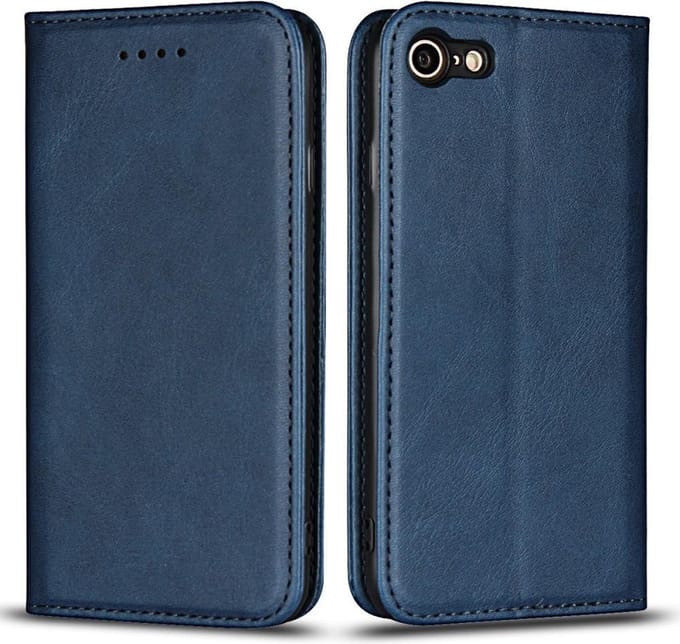Casecentive Leren Wallet case - iPhone 7 / 8 / SE 2020 - Portemonnee - Hoesje - blauw
