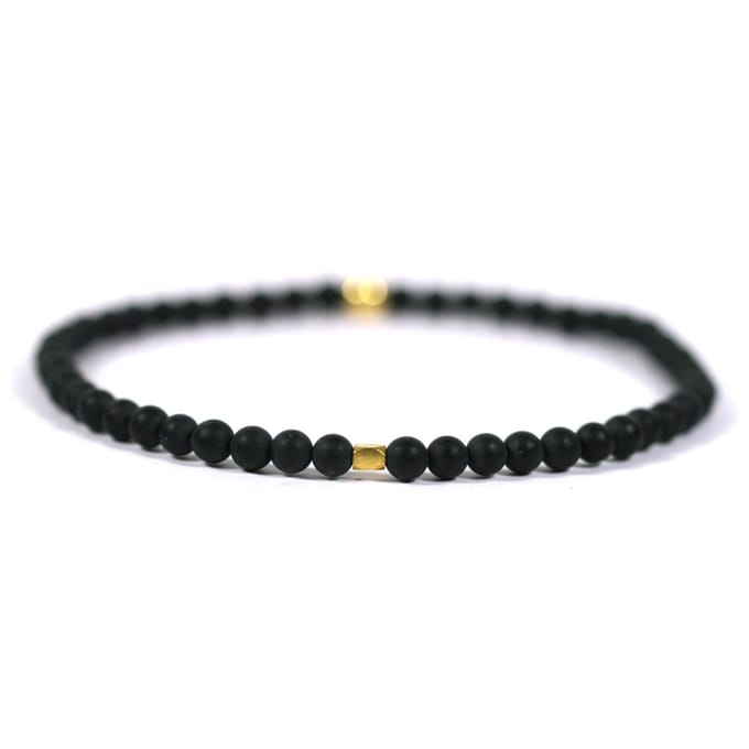 Heren armband goud edelsteen matte onyx 4mm - Ibizamen 20cm
