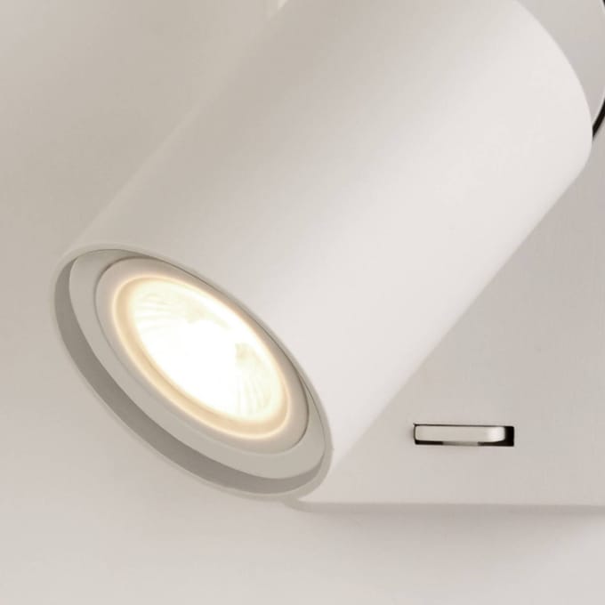 Searchlight Wandlamp Geschakeld, wit, aluminium, schakelaar, GU10