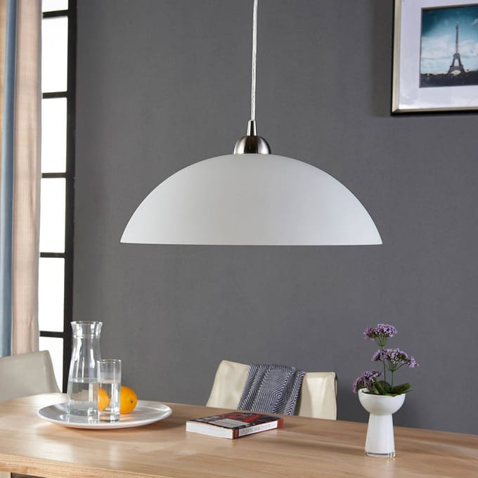 Lindby - hanglamp - 1licht - Glas, metaal - H: 18 cm - E27 - wit