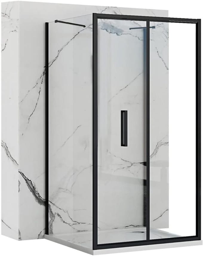 Rea Rapid Fold Black 80 X 80 - 195 cm - U-Douchecabine - Vierkant - Zwart