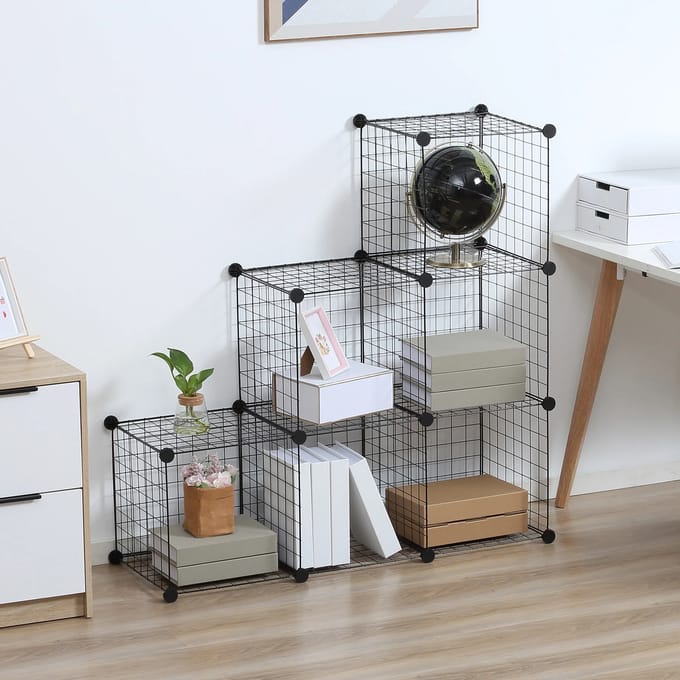 HOMCOM kubusrek - metaal - 109L x 37B x 109H cm - zwart