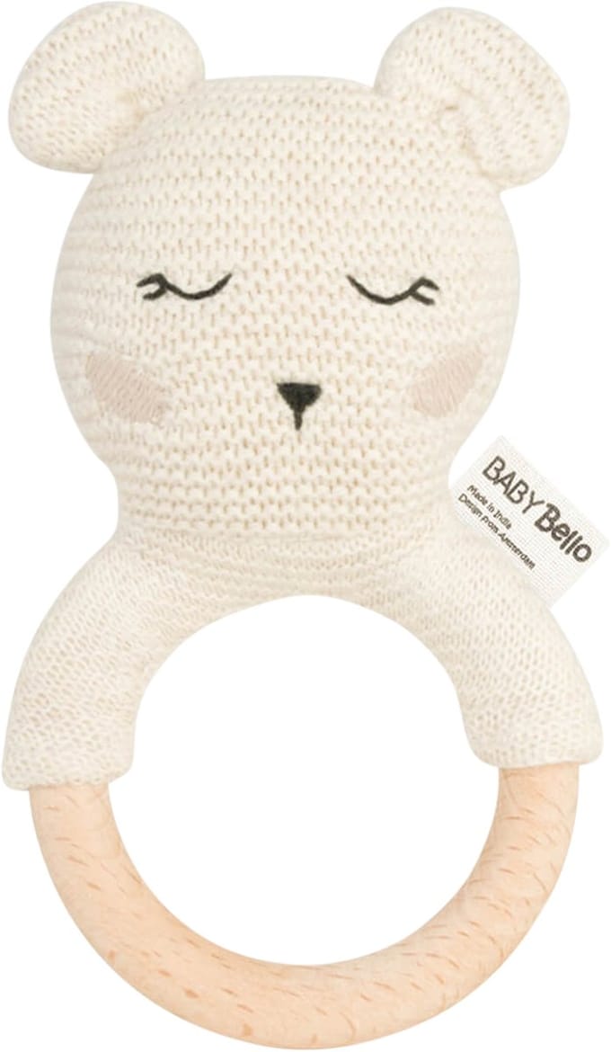 Baby Bello Bobby de IJsbeer – Rammelaar & Bijtring - Wit