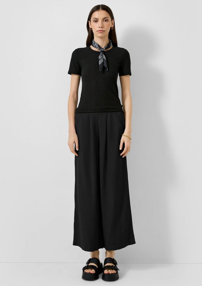 Hoge taille culotte broek in gemengde lin voor vrouwen QS
