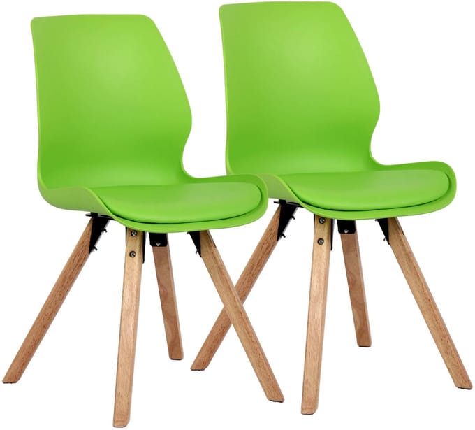 CLP Luna Set van 2 Eetkamerstoel - Modern - Rugleuning - 136 kg - Kunststof/groen