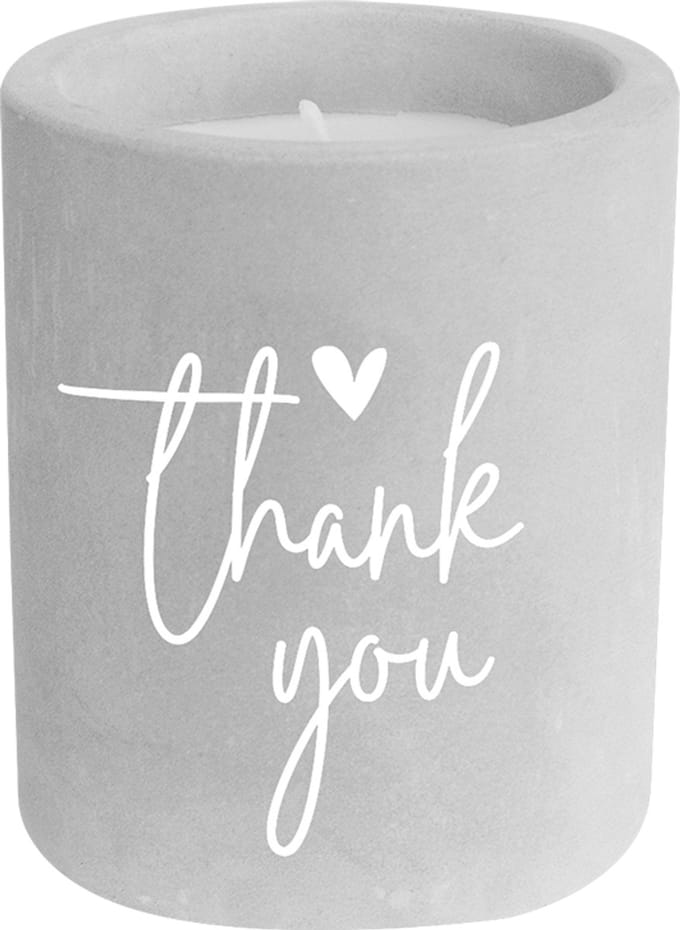 Kaarsje Thank you - 6,5x6,5x8 cm - Cement