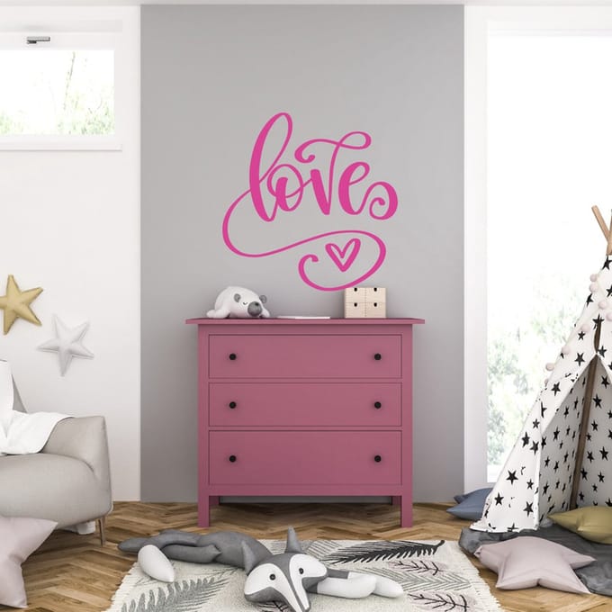 Muursticker - Love - 46,4 x 46,4 - Roze