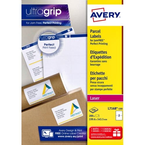 Avery witte laseretiketten QuickPeel doos van 100 blad formaat 1996 x 1435 mm (b x h) 200 stuks 2 per blad
