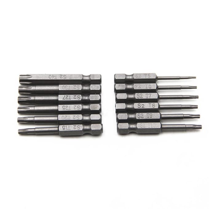 12-delige 1/4 inch zeskantkoppen boorbitset staal schroevendraaierbits 50 mm lang compatibel met vermogen zwart
