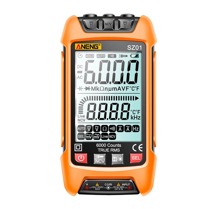 ANENG SZ01 slimme digitale multimeter 6000 tellingen automatisch bereik True RMS NCV universele meter handheld geel