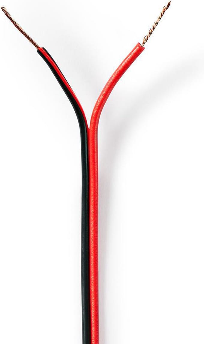 Nedis Speaker-Kabel - 2 x 0.50 mm² - CCA - 100 m - Rond - PVC - Rood / Zwart - Folieverpakking