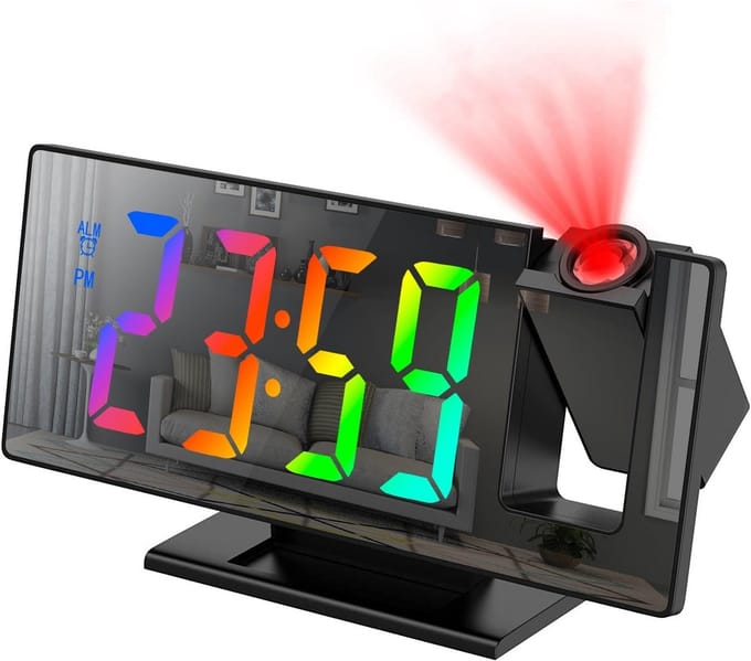 Projectie Projectorklok met Temperatuurweergave – LED Display, Helderheidsdimmer & Sluimermodus – Digitale Wekker voor Slaapkamer & Kantoor