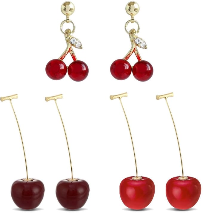 Dailygoods- Kersenoorbellen 3 Paar - Kersenhangers - Oorbellen Dames