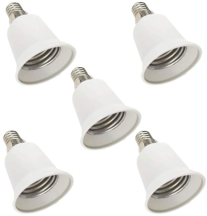 E14 naar E27 Lampenvoet Adapter Set van 5 Stuks voor LED Lampen, Spaarlampen en Gloeilampen