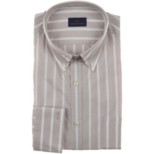 Paul & Shark Overhemd Cotton Twill Stripe Shirt Beige-Wit / male