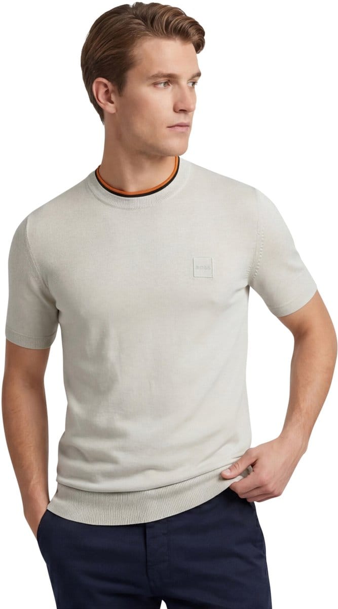 t-shirt Boss Orange Kanacho ronde hals normale fit beige