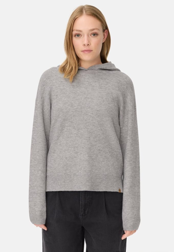 camel active Gebreide trui met capuchon - Maat womenswear-M - Grijs