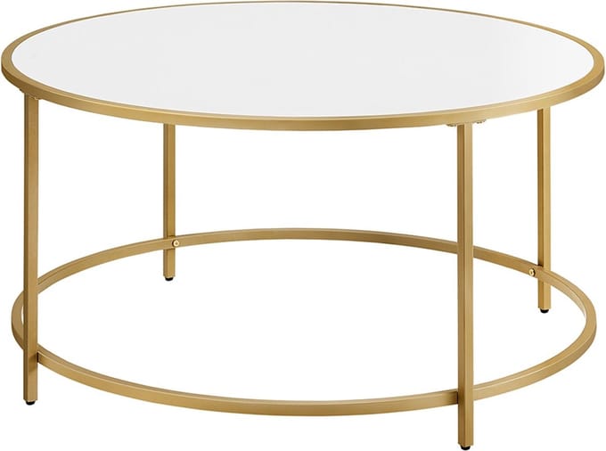 Ronde Salontafel met Gouden Metalen Frame