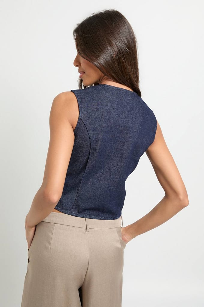 boohoo Dames Denim Gilet | Indigo | Maat: 12