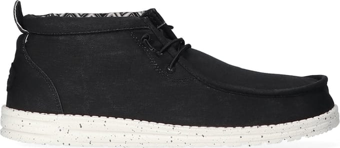 HEYDUDE - Wally Mid Canvas Heren Instappers Black/White - Maat 44
