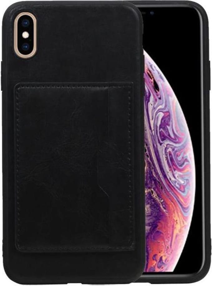 Zwart Staand Back Cover 1 Pasjes voor iPhone XS Max