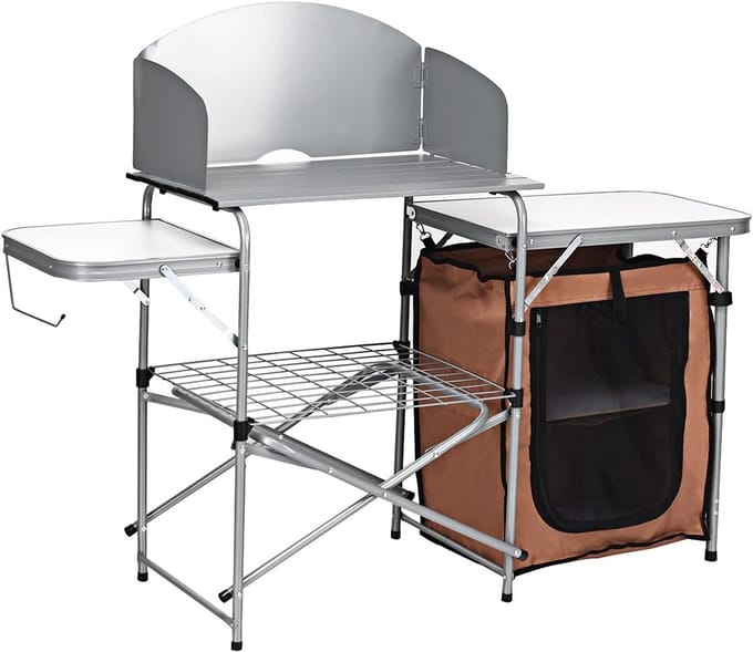 Opvouwbare Buitentafel voor Camping en BBQ - Draagbaar Aluminium Kookstation
