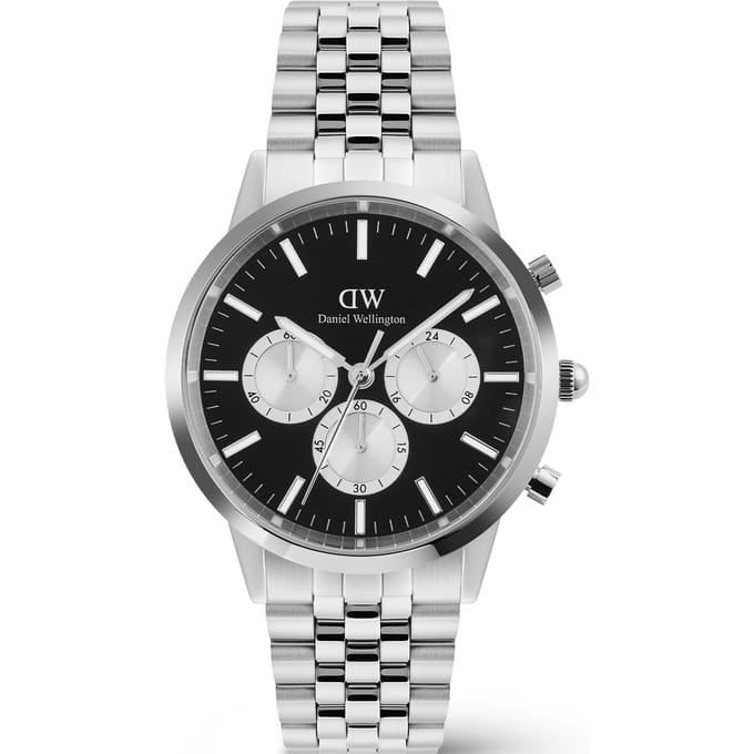 Daniel Wellington DW Watch Iconic Chronograph Arch 5-Link Onyx Panda Silver 42mm